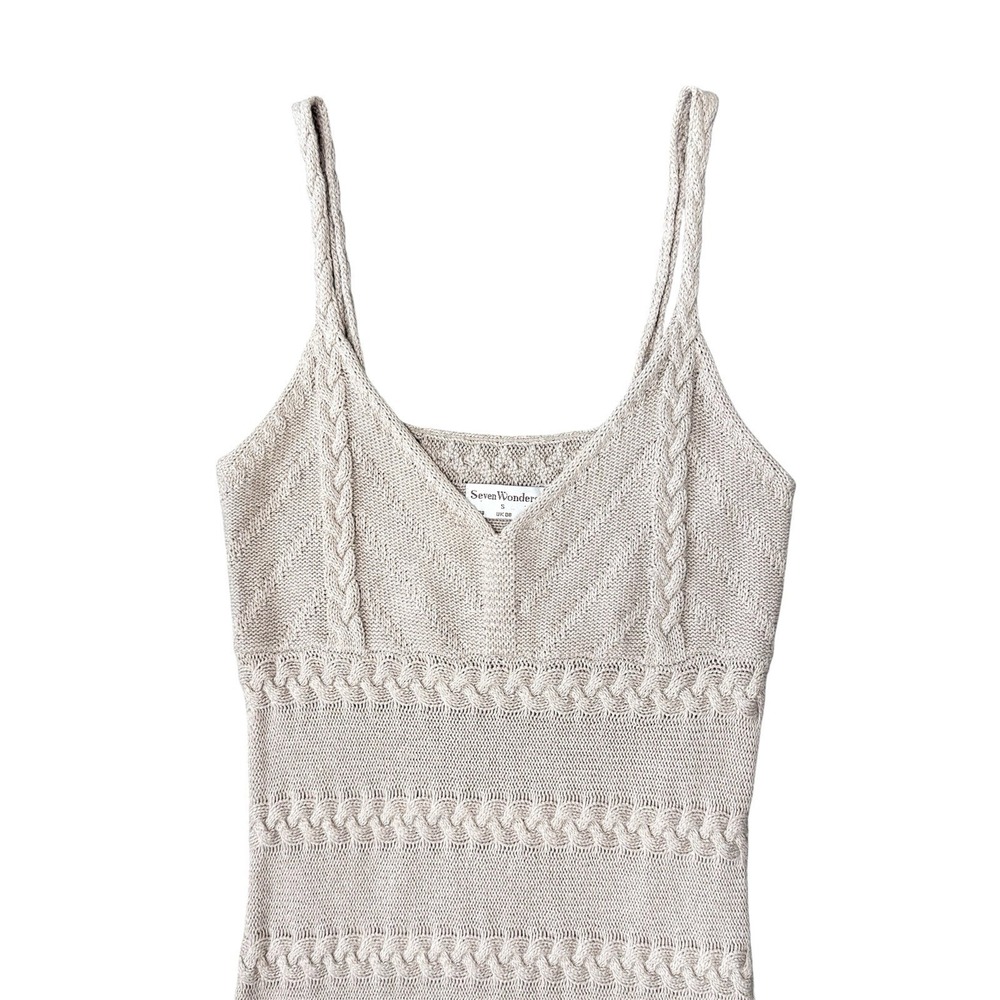 Seven Wonders Cable Knit Crotchet Maxi Dress Womens Small Coastal Festival Beach - Picture 2 of 9